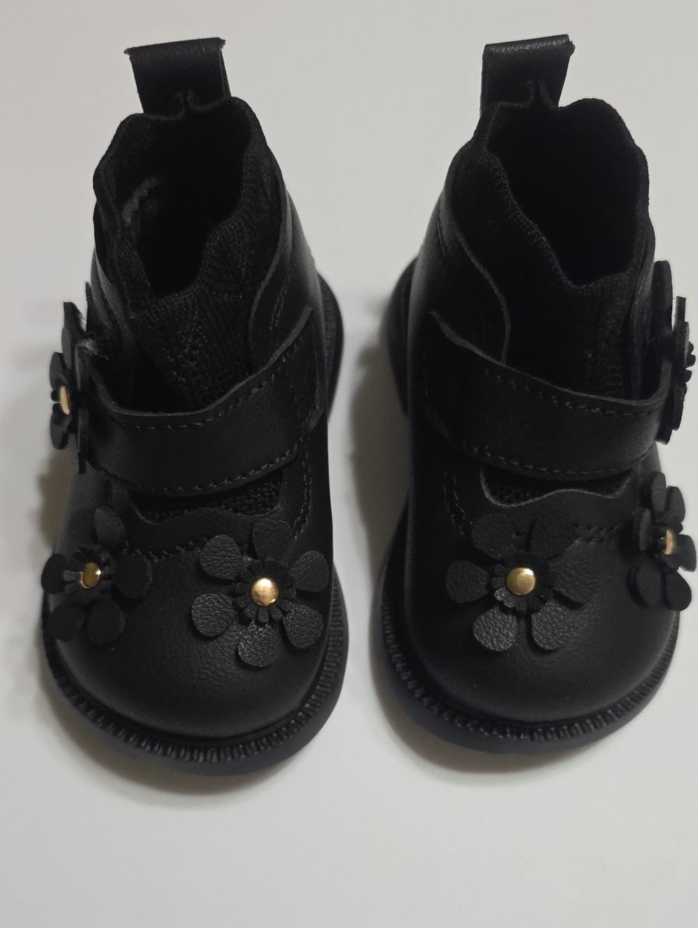 Black Floral Baby Walker Booties with Hook-and-Loop Strap